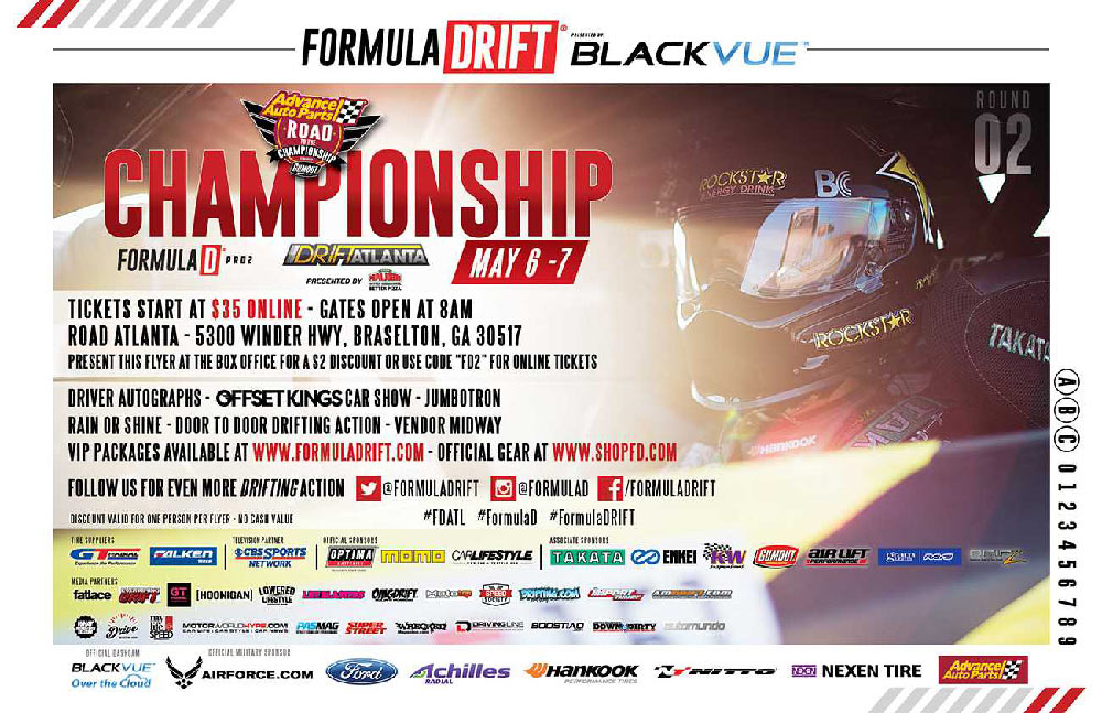 Formula Drift Atlanta 2016 Flyer Back